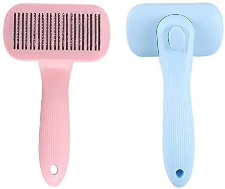 ELEXIQ Pets Grooming & Cleaning Slicker Brush Self Cleaning Hair Brush for Dogs/Cats (2) - Image 1