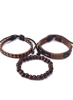 Generic Luxury Men's Leather Bracelet Set - 3 Brown Faux Leather Bracelets with Stylish Modern Design - Perfect Gift for Men in an Elegant Gift Box  - Image 3