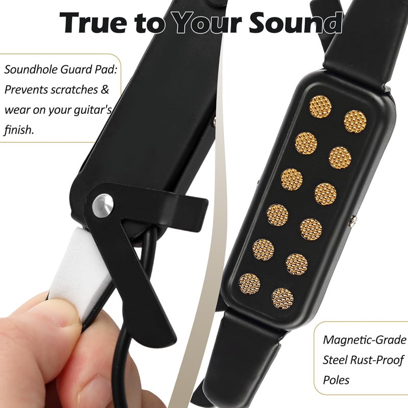 GOGHOST Clip-On Guitar Pickup for Steel-String (Not for Classical) Acoustic Guitar Pickups for 38-42 in Electric Pick Up Transducer Amplifier, Cable Length 10ft - Image 5