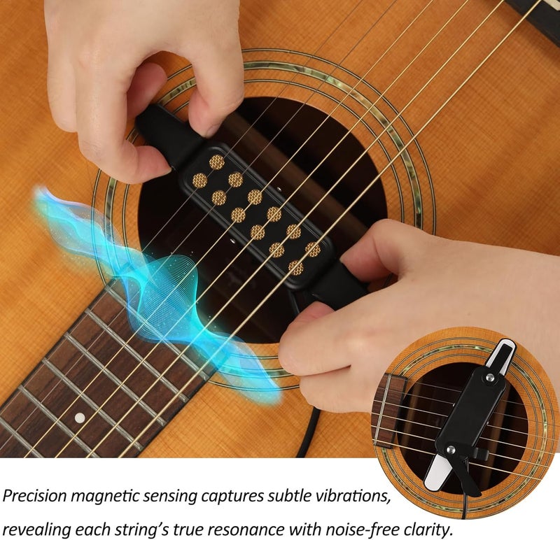 GOGHOST Clip-On Guitar Pickup for Steel-String (Not for Classical) Acoustic Guitar Pickups for 38-42 in Electric Pick Up Transducer Amplifier, Cable Length 10ft - Image 4
