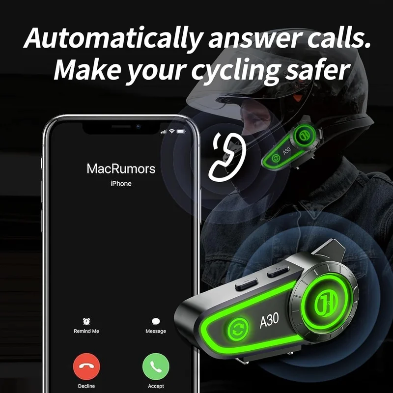 Blackbird Game Center A30 2X Paired Intercom Motor Courier Helmet Bluetooth Headset