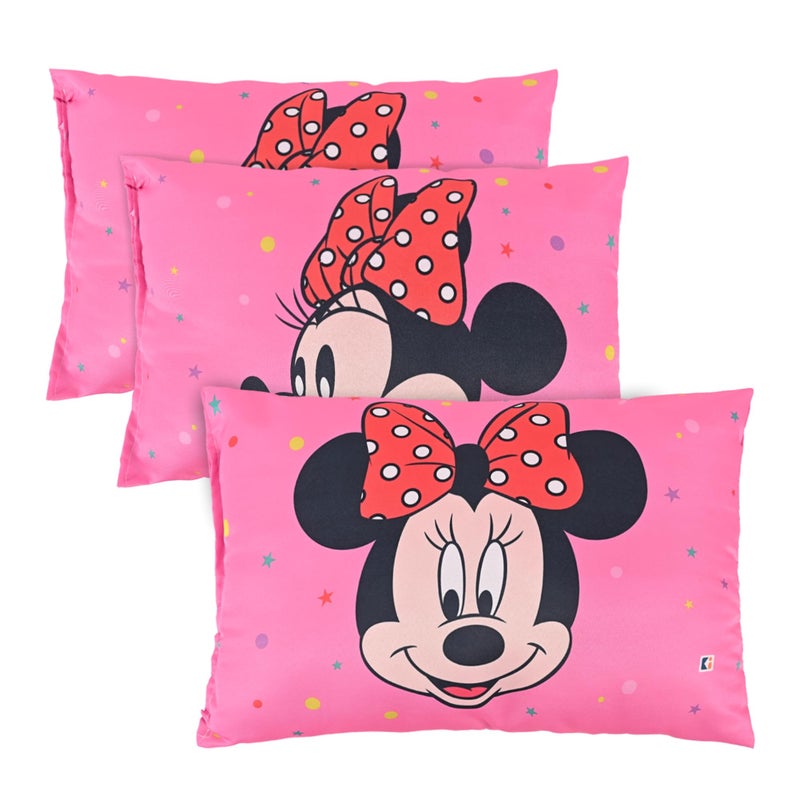 Kuber Industries Pack of 3 Soft And Cozy Pillow for Kid's | 12x18 Inches Comfortable Pillow for 2 Year Olds Disney Minnie - Pink - Image 1