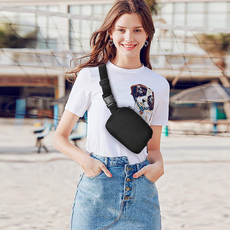 Gitus Belt Bag for Women Fanny Pack Crossbody Bags for Women Fashion Waist Packs with Adjustable Strap Gifts for Teenage Girls Women Men (Black) - Image 2