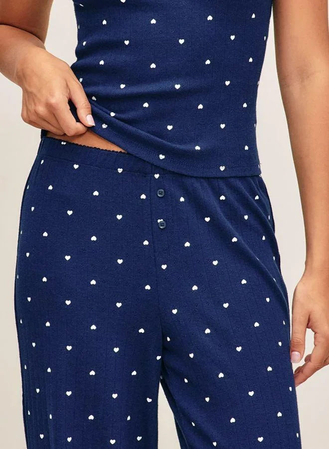 Undiz Heart print stitch pants