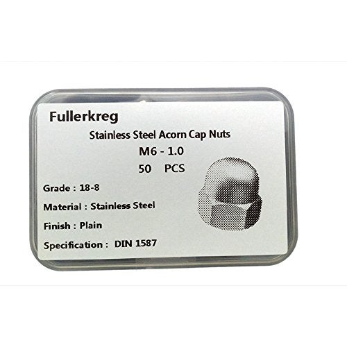 FullerKreg M6-1.0 DIN 1587 A2 Stainless Steel Acorn Nut 50pcs - Image 2