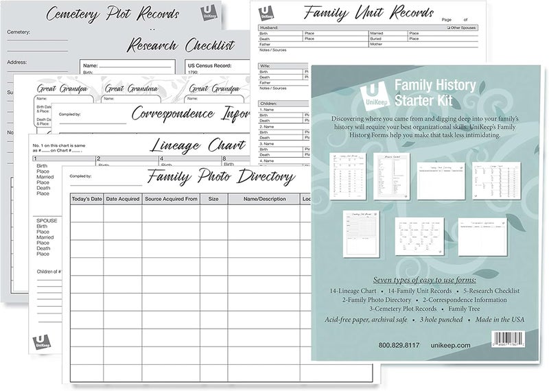 UniKeep Pedigree Charts for Genalogy Reasearch  Archival Quality Paper Starter Kit - Image 2