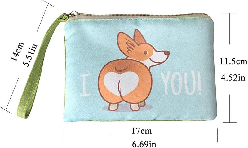 Rantanto Small Cute Cash Coin Purse, Canvas Change Purse, Kawaii Coin Pouch With Handle Christmas Gift For Women Teenager Girls (BG0009 Corgi Dog) - Image 2