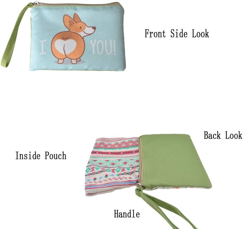 Rantanto Small Cute Cash Coin Purse, Canvas Change Purse, Kawaii Coin Pouch With Handle Christmas Gift For Women Teenager Girls (BG0009 Corgi Dog) - Image 3