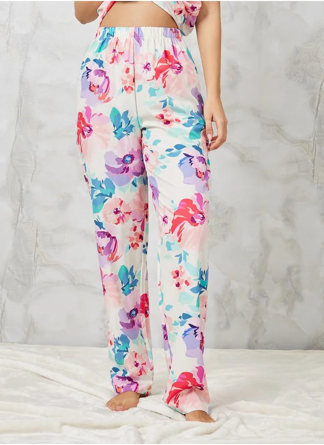 Styli Watercolor Floral Print Shirt & Pyjama Set