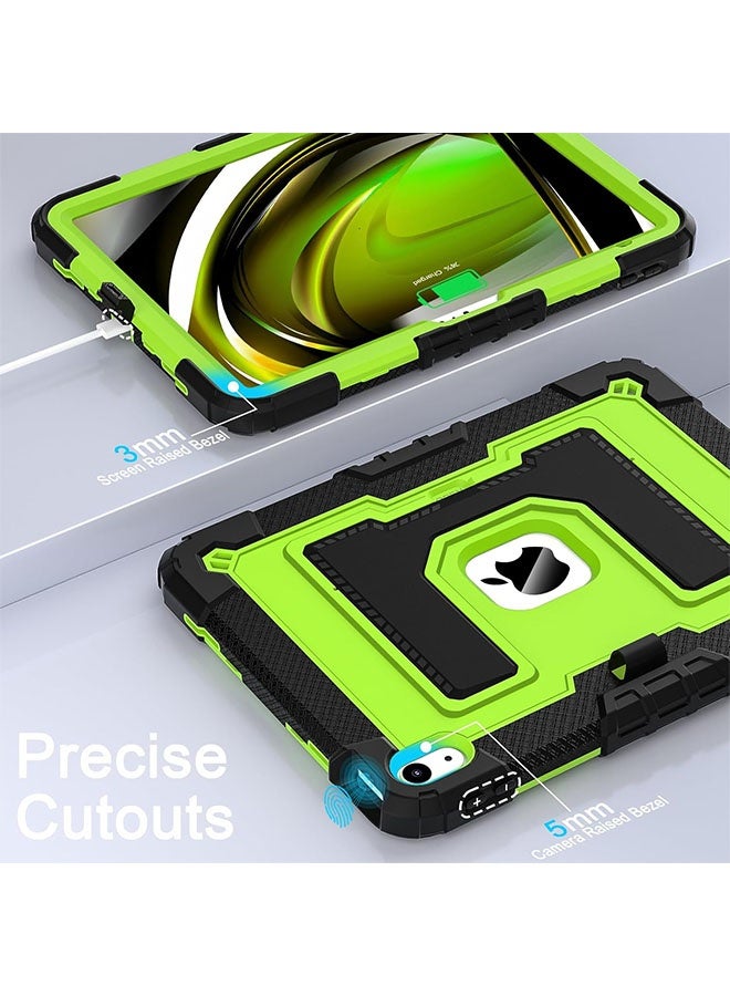 Alyashmac Military Grade Shockproof Case for iPad 11th Gen (2025, A16) 11 Inch  iPad 10th Gen (2022) 10.9 Inch - Heavy Duty Cover with Built-in Pencil Holder, Adjustable Kickstand  Detachable Shoulder Strap (Black Green) - Image 2