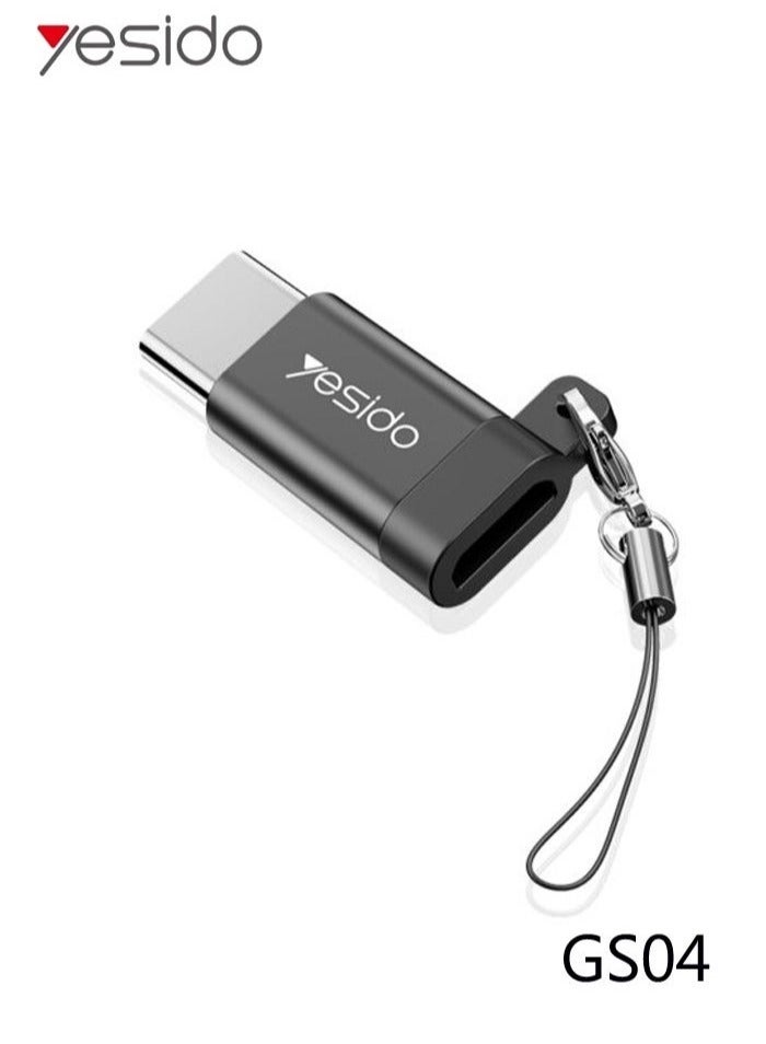 Yesido GS04 Type-C to Micro USB Mini Connector Adapter with Keychain – Compact and Portable - Image 1