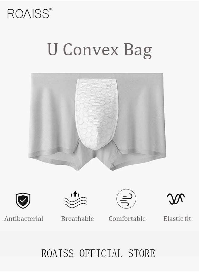 roaiss Set of 3 Men's Boys Ice Silk Boxer Briefs Boxer Briefs Breathable Soft Underwear Summer Stretch Plus Size Teen Classic Briefs  - Image 4