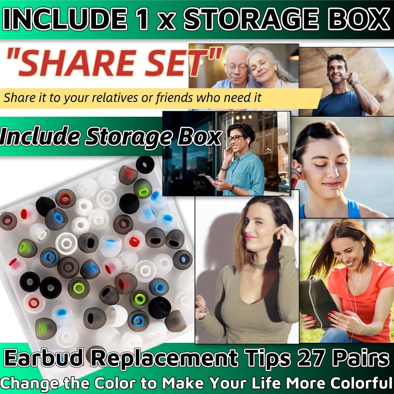 WenTigDY Earbud Replacement Tips 54Pcs,3 Sizes S/M/L, 9 Colors Silicone Tips Headphone Covers Ear Bud Rubber Tips Silicone Earbud for Ears Headphone Ear Covers Replacement (Inner Hole 3.8mm -5.1mm) - Image 4