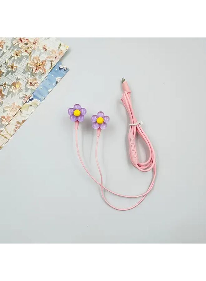 Pink Wired Headphones With Microphone Type C In Ear HD Stereo Sound Volume Control - Image 4