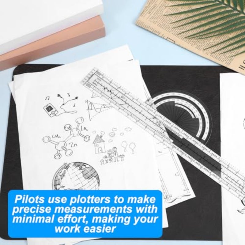 Pen Plotter Fixed Plotter for Pilots Accurate Scale Aviation Navigation Plotters Flight Planning Routes Tools for Pilots Transparent - Image 4