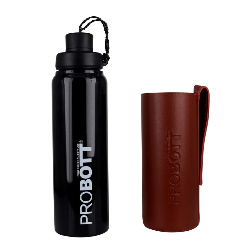 PROBOTT Probott Sippy Water Bottle, Stainless Steel Water Bottles, Vacuum Insulated Flask Bottles, 750 ml, Black | Hot and Cold | Easy to Carry | Leak Proof | Tea | Coffee | Office| Gym | Travel  - Image 1