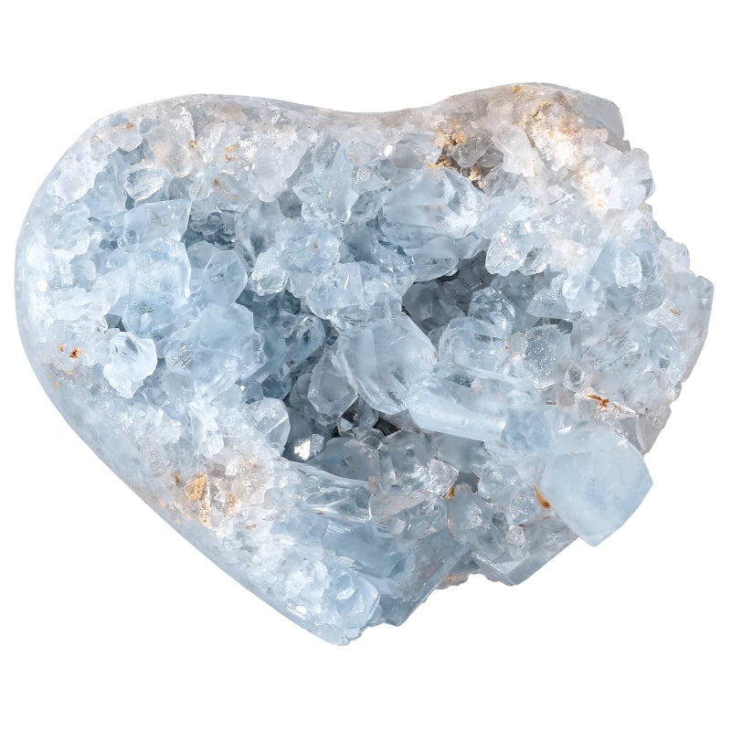 mookaitedecor Natural Celestite Crystal Geode Cluster Heart Mineral Specimen Stone for Crystals Healing Reiki Home Decoration320450g