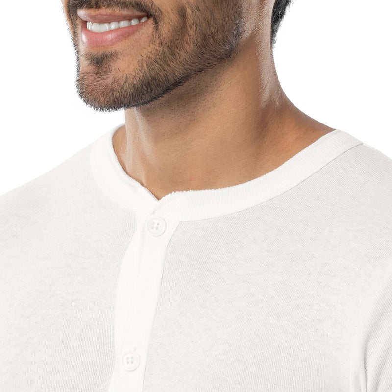 Indera Men's Cotton Rib Knit Union Suit, White, Large - Image 2