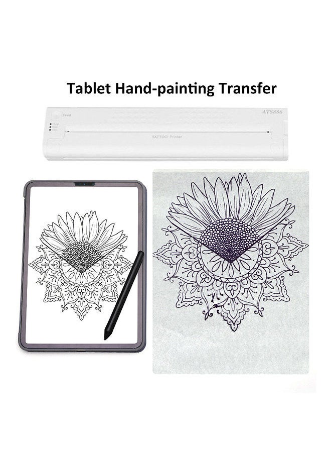 Generic - Cordless Tattoo Transfer Stencil Printer Portable Rechargeable Tattoo Printer Tattoo Transfer Thermal Copier Machine for Temporary and Permanent Compatible with Android iOS Phone PC - Image 1