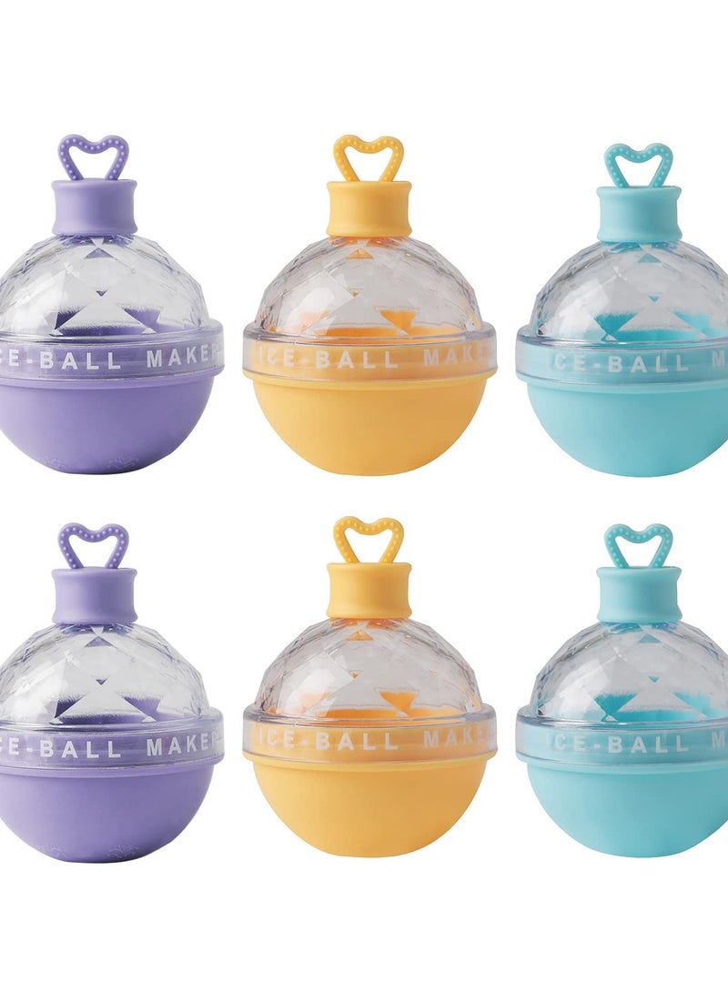 Excefore Upgraded Ice Ball Maker,6-Pack Round Ice Ball Maker Mold,2.5 Inch Whiskey Silicone Ice Mold for Whiskey and Cocktails,Perfect for Family and Friends - Image 1