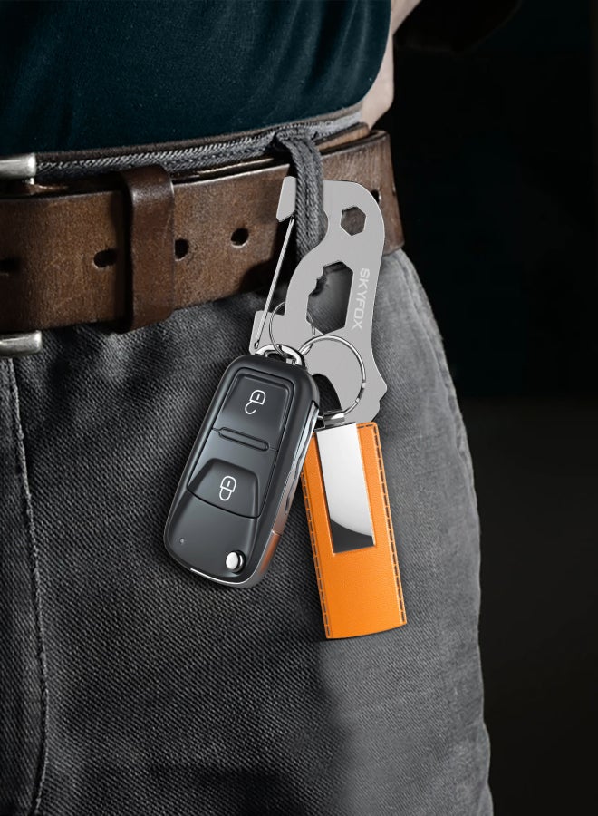 SkyFox Multitool Carabiner Clip Keychain with AirTag Case, EDC Credit Card Tool with Bottle Opener,Screwdriver, Hex Wrench,Pry Bar for Hiking Camping Travel Adventure Tools - Image 4