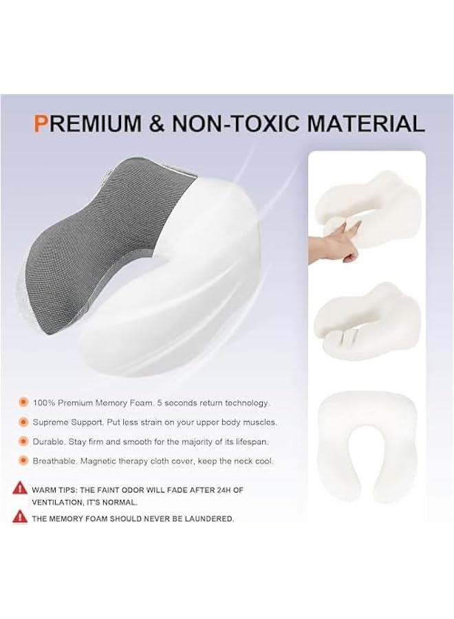 FYLX Neck Pillow for Travel Memory Foam Travel Pillow with Hood Adult Airplane Pillow for Head Rest Neck Support Portable Pillow for Office Cars Trains Long Flights Sleeping Deep grey) - Image 2