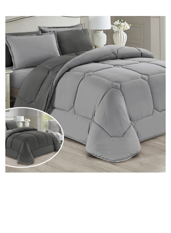 مون مفرش صيفي فاخر نظام وجهين 4 قطع نفر مقاس (220×170 سم) - يناسب سرير 120×200 سم - مصنوع من المايكروفايبر الناعم - لحاف مزدوج مع شرشف مطاطي (120×200+35 سم) وأكياس وسائد وأغطية مخدات ديكورية - مفروشات سرير أنيقة وعالية الجودة لغرفة النوم - 320 غرزة، يأتي بحشوة مريحة وملمس ناعم - Image 3