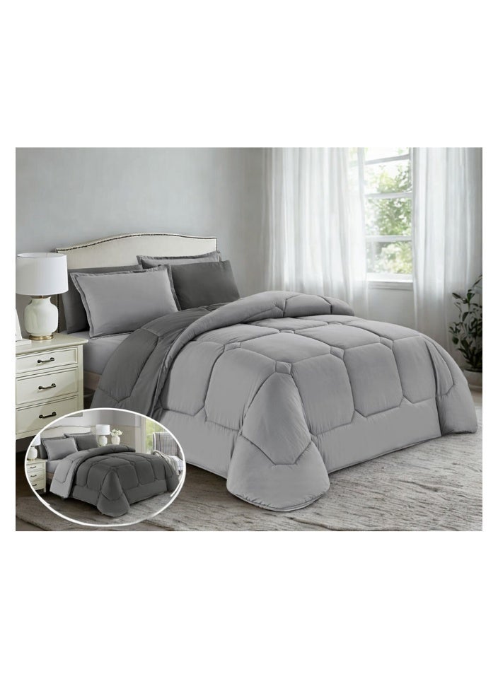 مون مفرش صيفي فاخر نظام وجهين 4 قطع نفر مقاس (220×170 سم) - يناسب سرير 120×200 سم - مصنوع من المايكروفايبر الناعم - لحاف مزدوج مع شرشف مطاطي (120×200+35 سم) وأكياس وسائد وأغطية مخدات ديكورية - مفروشات سرير أنيقة وعالية الجودة لغرفة النوم - 320 غرزة، يأتي بحشوة مريحة وملمس ناعم - Image 4