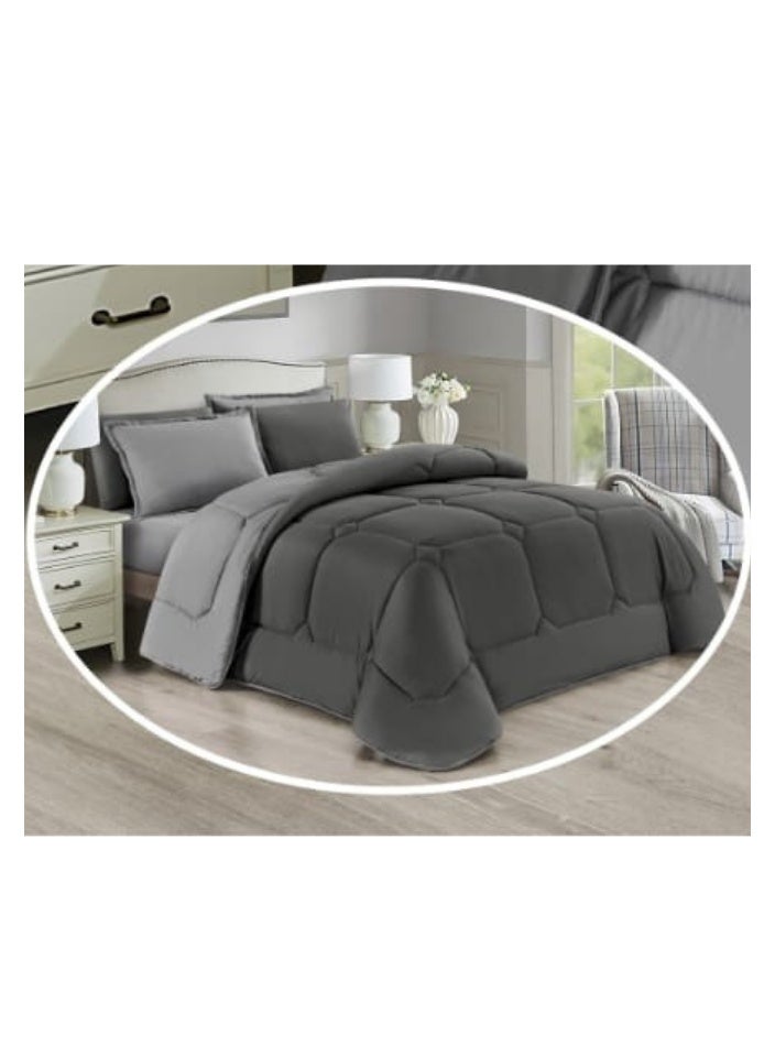 مون مفرش صيفي فاخر نظام وجهين 4 قطع نفر مقاس (220×170 سم) - يناسب سرير 120×200 سم - مصنوع من المايكروفايبر الناعم - لحاف مزدوج مع شرشف مطاطي (120×200+35 سم) وأكياس وسائد وأغطية مخدات ديكورية - مفروشات سرير أنيقة وعالية الجودة لغرفة النوم - 320 غرزة، يأتي بحشوة مريحة وملمس ناعم - Image 2