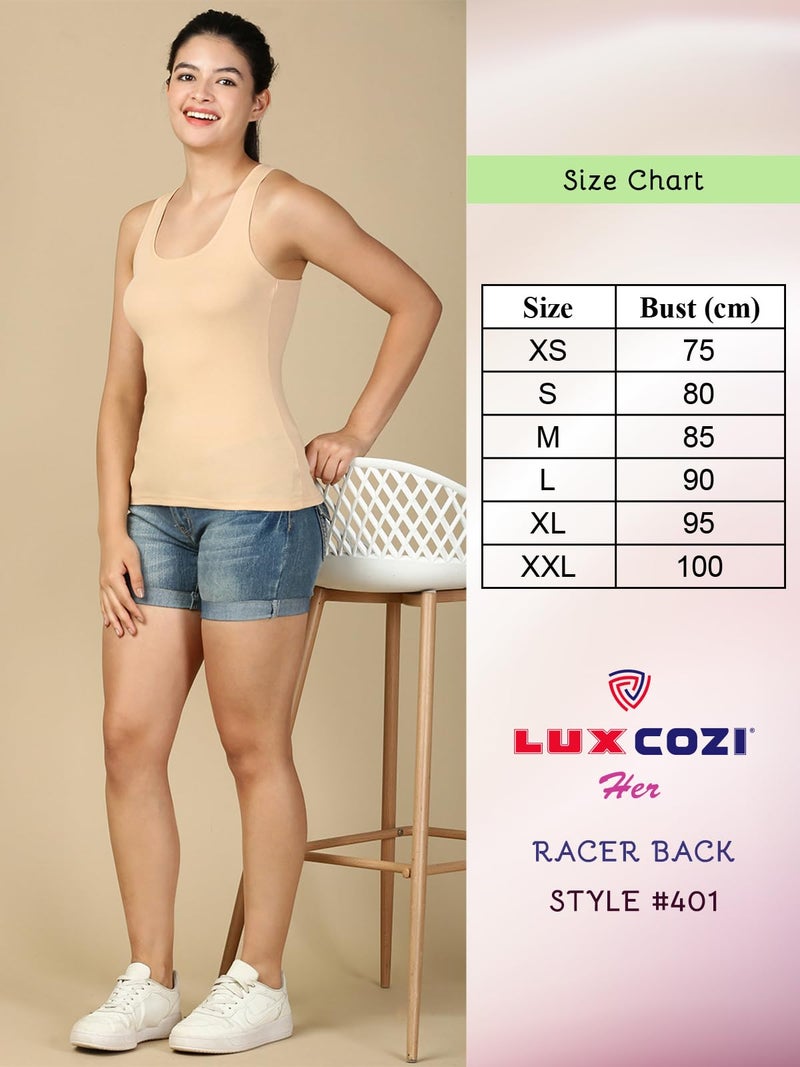 Lux Cozi Women's Pure Cotton Racerback Tank Top_COZIHER_401_Racerback_BLK_BG_95_2PC - Image 2