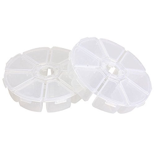 ALL in ONE 3pcs Round Clear Plastic Storage Box Bead Organizer Display Containers 10X25cm 8 Grids