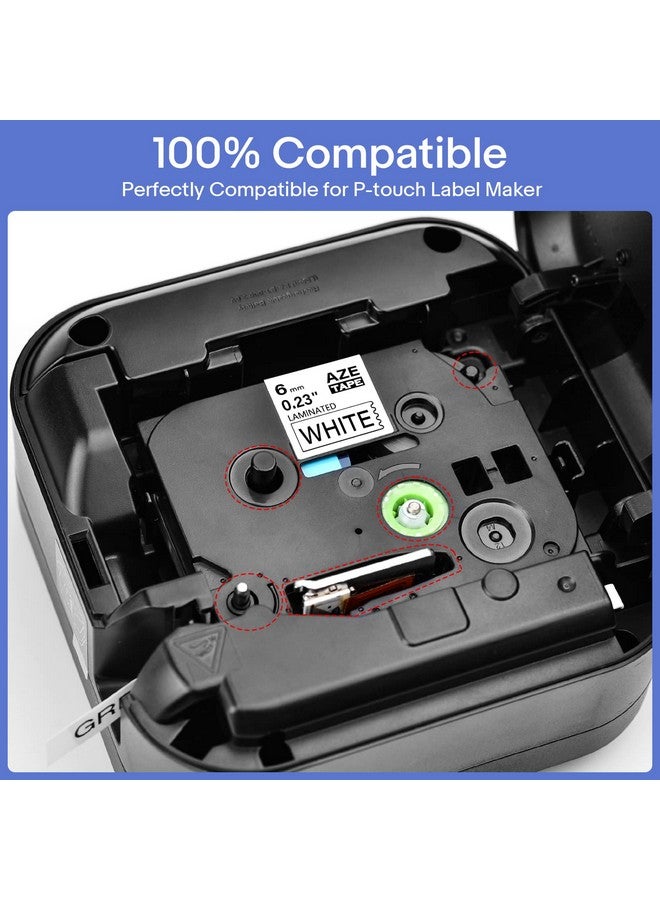 GREENCYCLE 2 Pack 6mm White Label Tape Compatible for Ptouch AZe Tape TZe-211 TZ-211 AZE-211 6mm 0.23 Laminated White Tape for P-Touch PT-D210 PTD400AD PT1230 PTH110 PT Label Maker - Image 2
