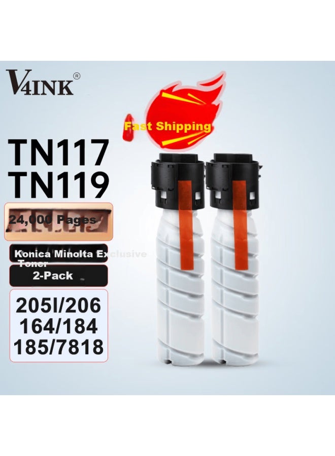 V4ink Compatible Konica Minolta Toner Tn117 Tn119 Tn222 Tn206 For Bizhub 185e 205i 7818e 184e Printer Cartridge