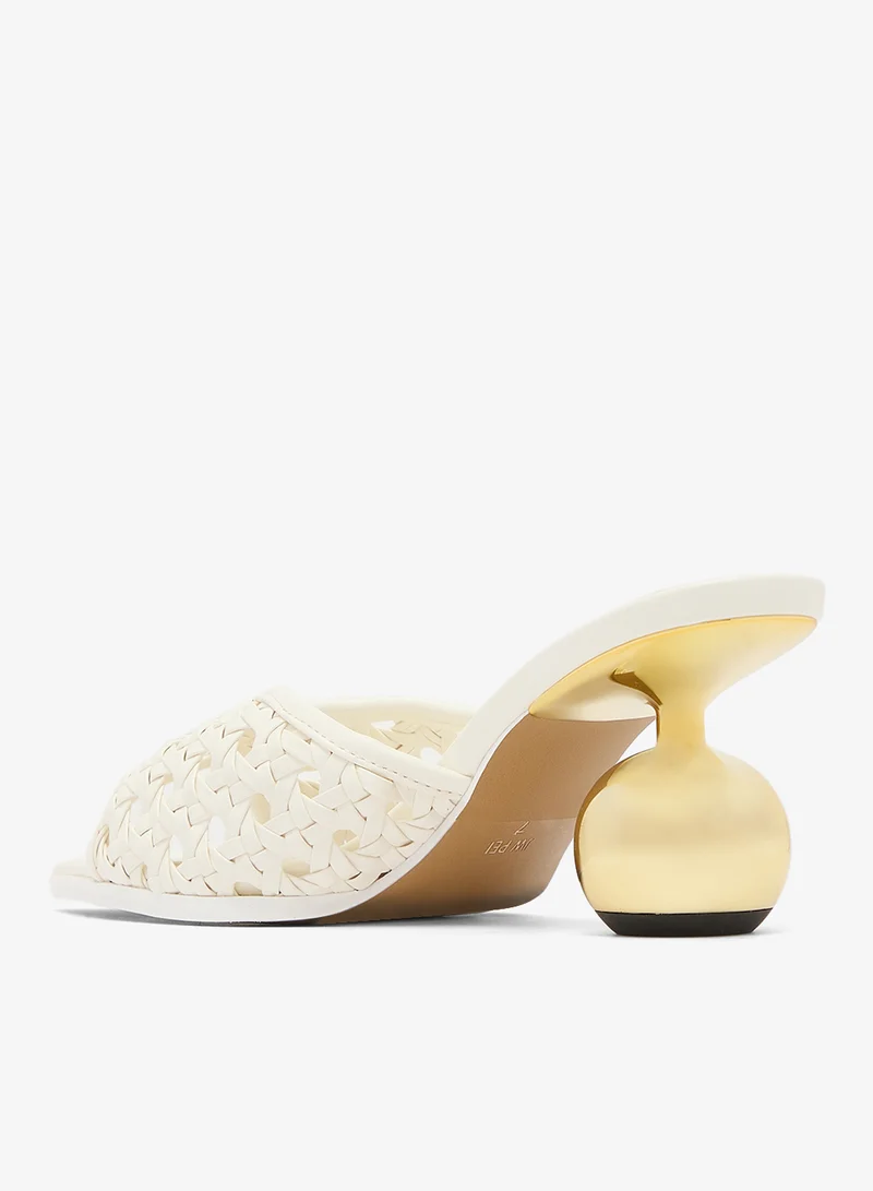 Jw Pei White Ellie Woven Sphere Heels for Women | Best Price UAE