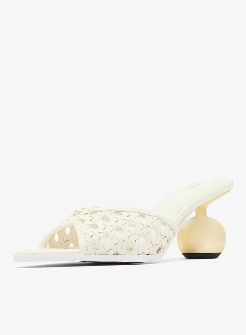 Jw Pei White Ellie Woven Sphere Heels for Women | Best Price UAE