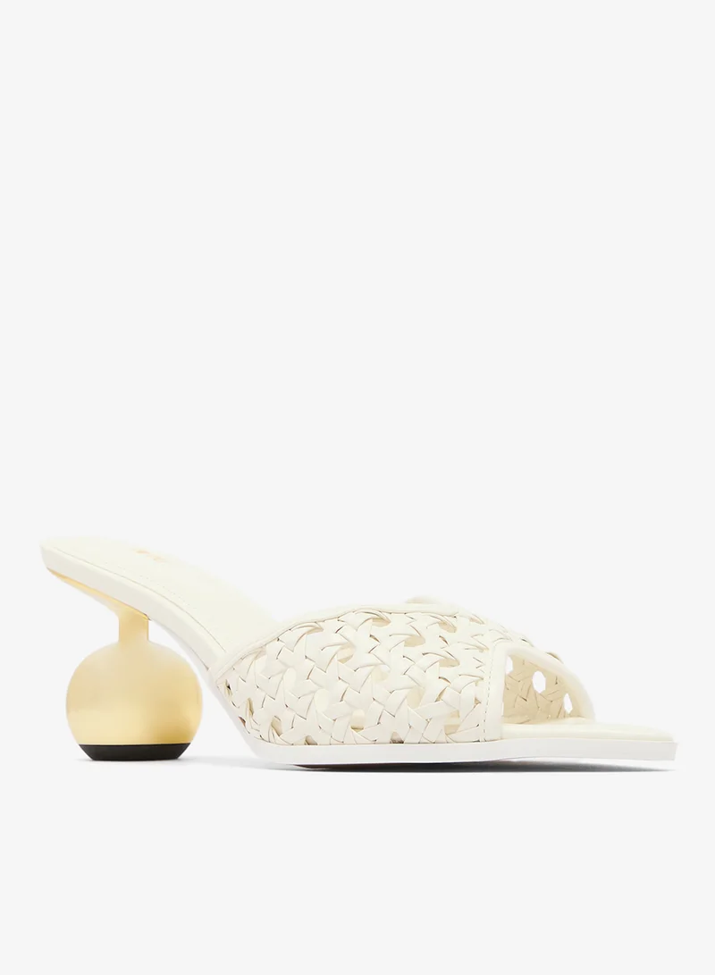 Jw Pei White Ellie Woven Sphere Heels for Women | Best Price UAE