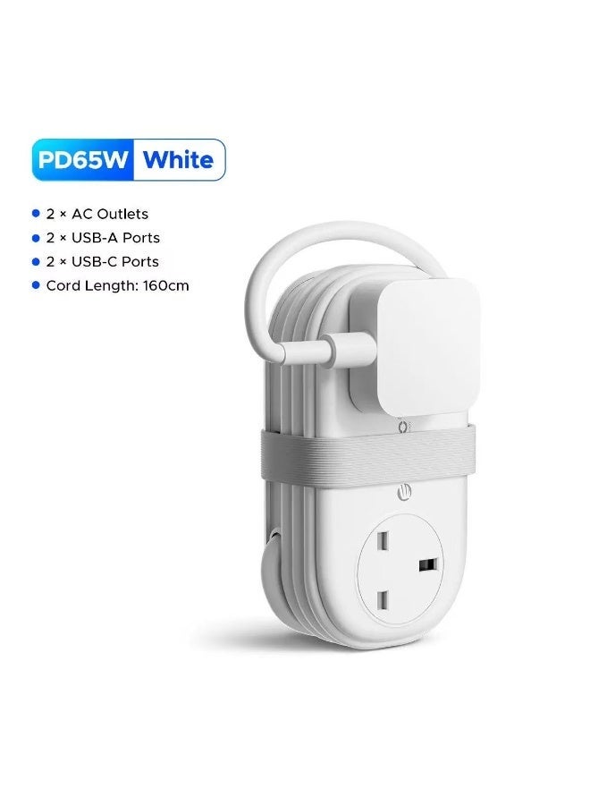 ORICO UK Plug Electrical Power Strip with Multiple 2 AC Outlets 2 USB Port 2 Type C Port 1.6M Extension Cord Portable Travel - Image 1
