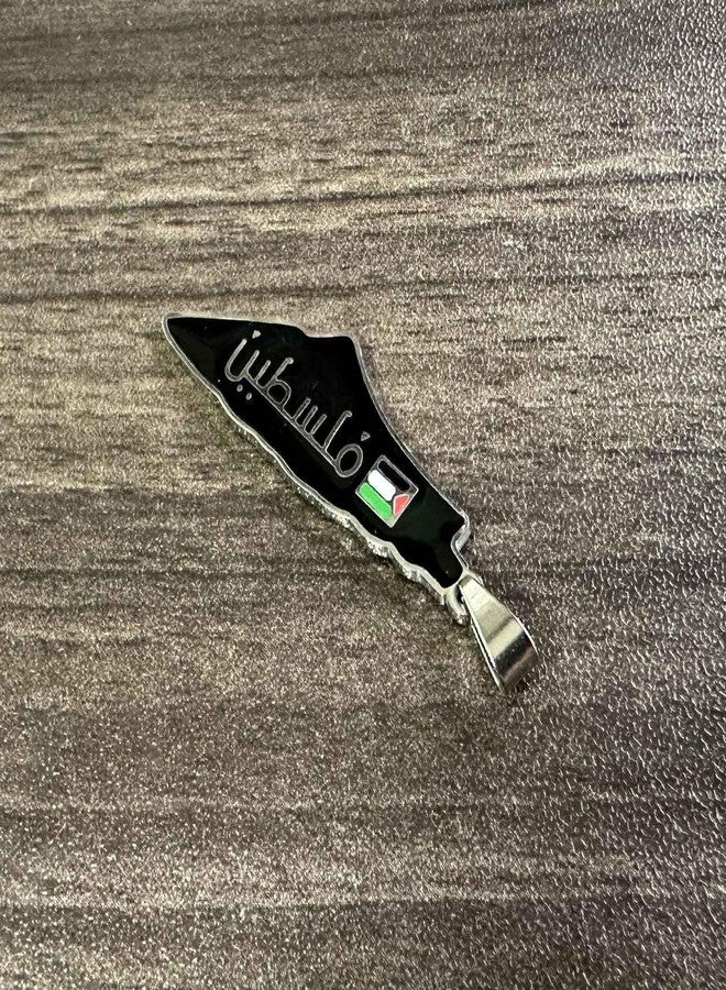 Xusamss Fashion Stainless Steel Palestine Country Flag Map Pendant Necklace(White) - Image 5
