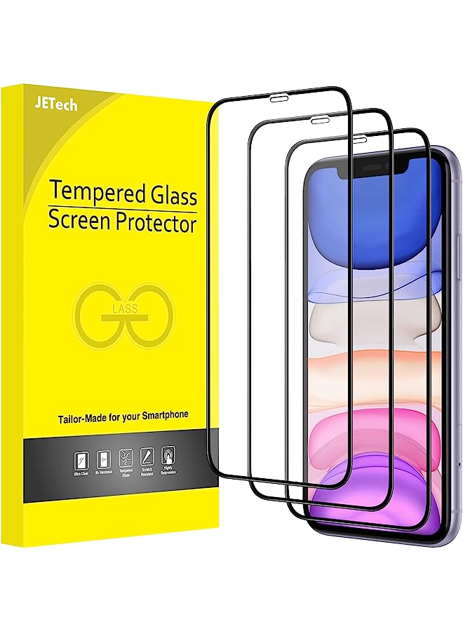 جي تيك واقي شاشة التغطية الكامل لـ iPhone 11/iPhone XR 6.1 بوصة ، حافة سوداء ، 9 ساعات ملائمة للحالة - Image 1