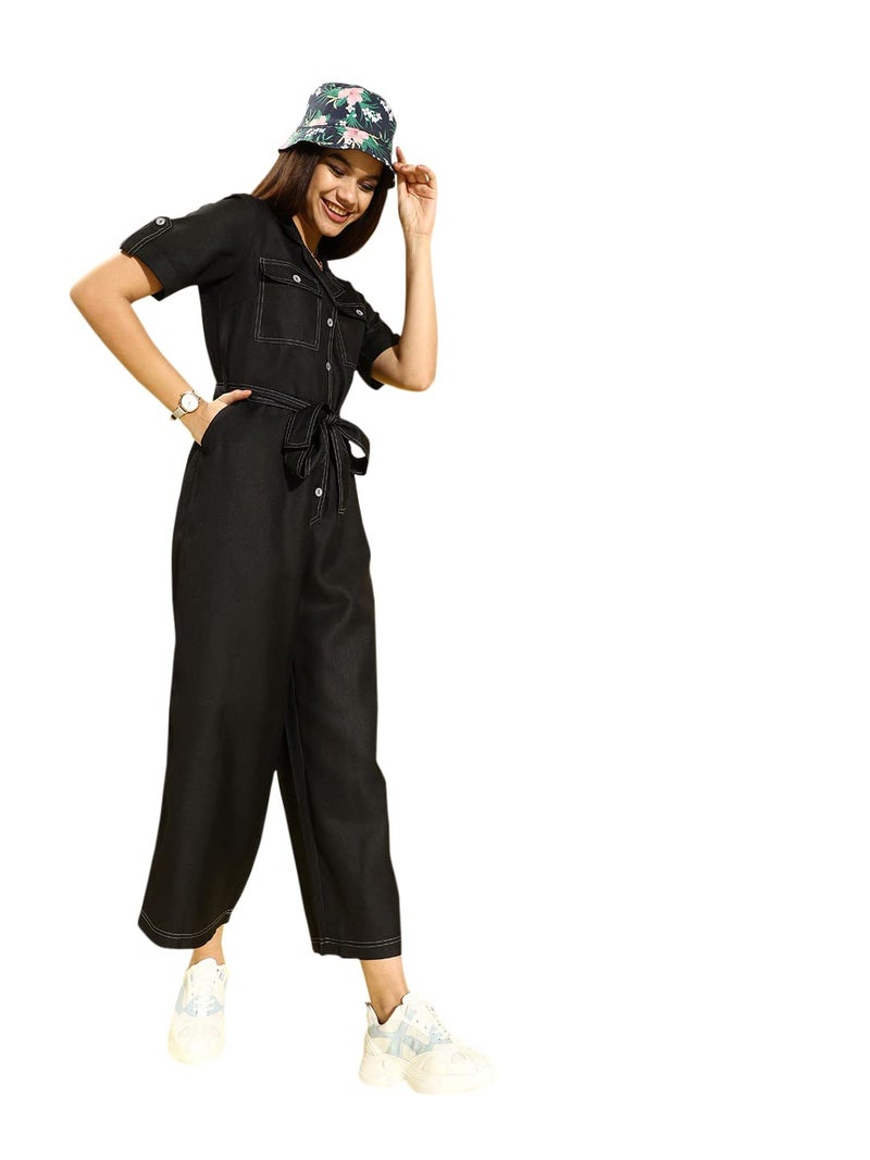 Style Quotient Black Basic Jumpsuit (AW21SQPILCROW_BLK-M) - Image 4
