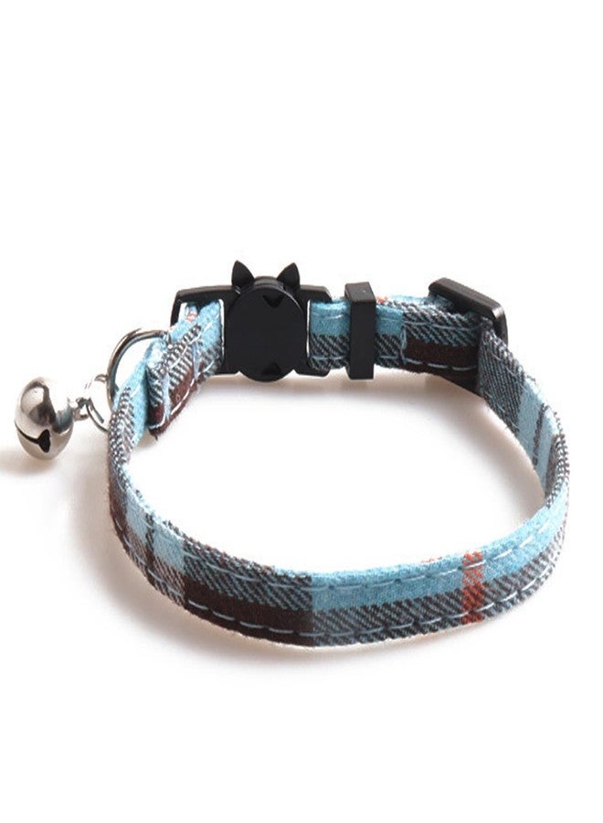 M-YOUNG Cat Collar Breakaway with Bell and Bow Tie, Plaid Design Adjustable Safety Kitty Kitten Collars(6.8''-10.8'') (Lake) - Image 3