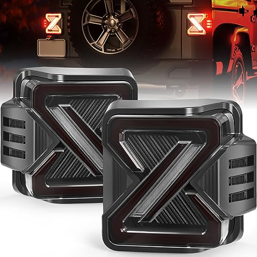 OKSIWA LED Tail Lights Fit For 20072018 Jeep Wrangler JK JKU SportSaharaRubicon with Starting Dynamic AnimationUnique Shaped Design Z Smoked