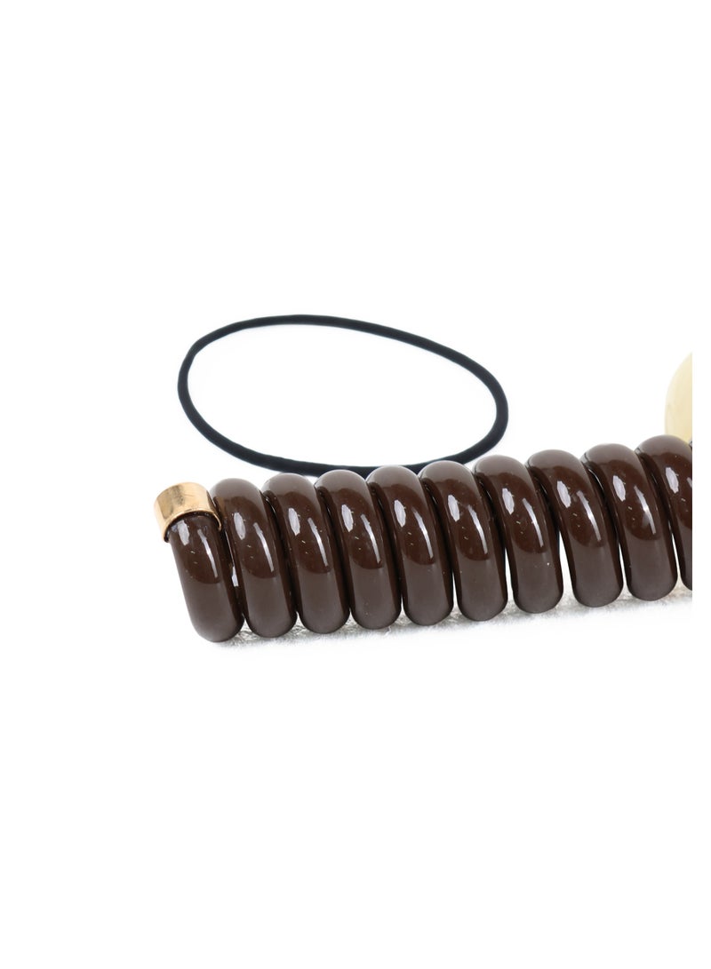 ZAAS Brown Spiral Hair Wrap with Ivory Bead Accent - Image 4