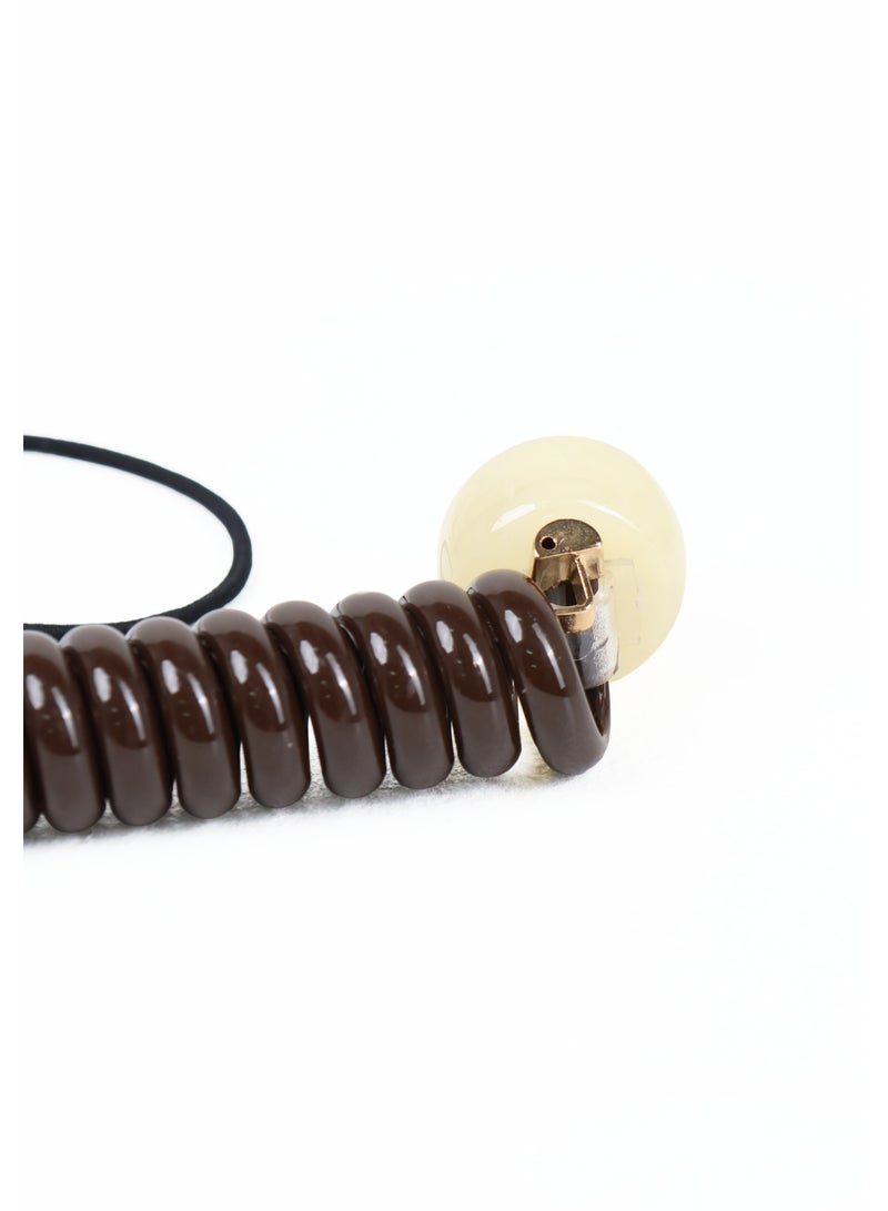 ZAAS Brown Spiral Hair Wrap with Ivory Bead Accent - Image 3