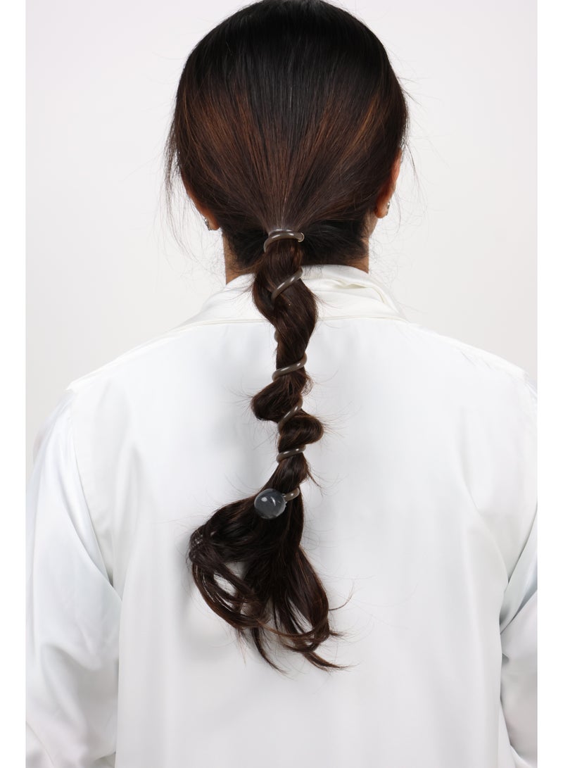 ZAAS Brown Spiral Hair Wrap with Ivory Bead Accent - Image 5