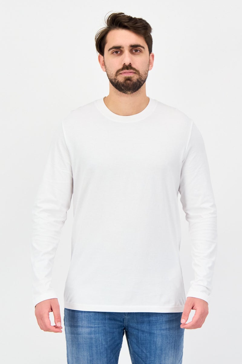 Celio Men Crew Neck Long Sleeve Solid T-Shirt, White - Image 1