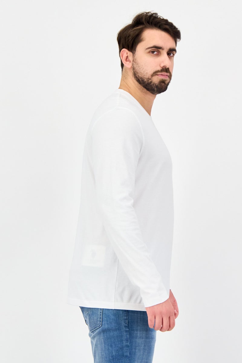 Celio Men Crew Neck Long Sleeve Solid T-Shirt, White - Image 3
