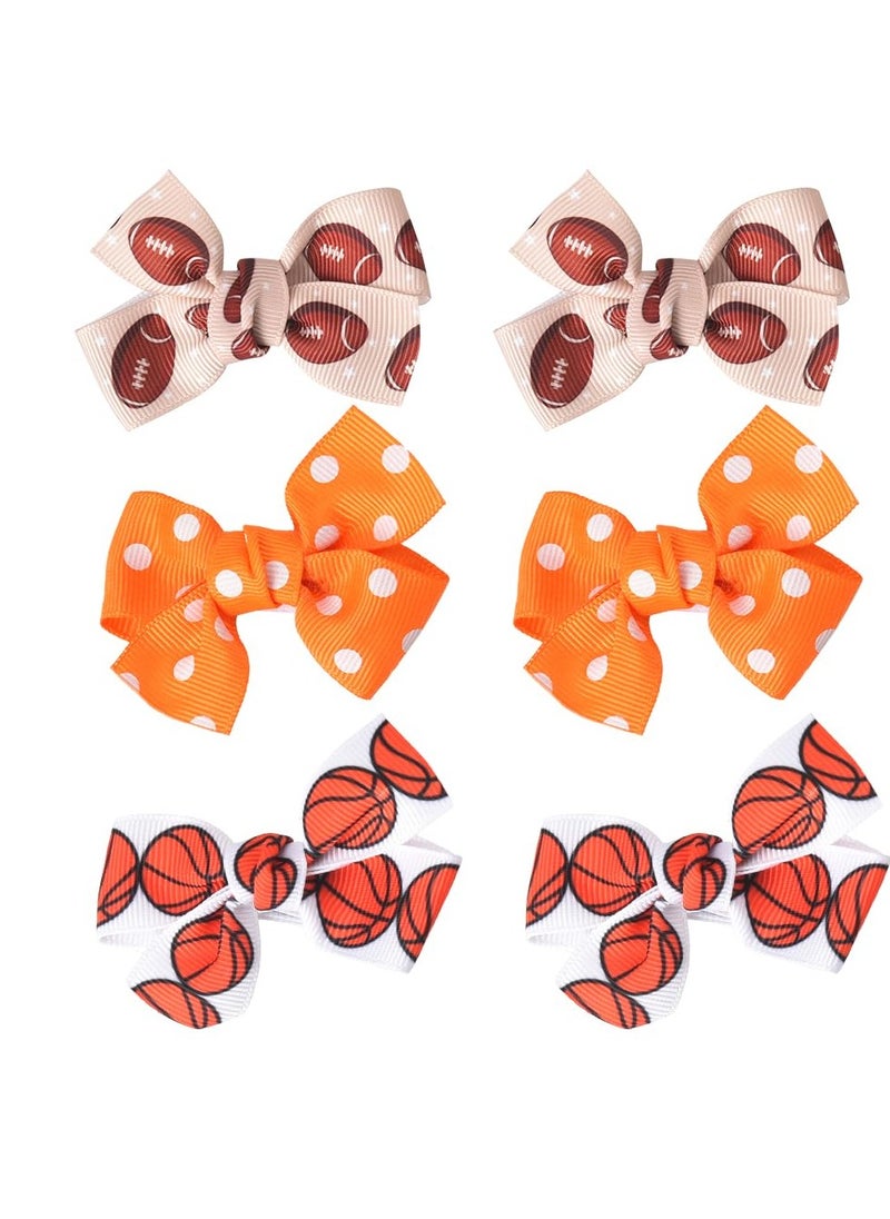 YALLNASL Rugby Basketball Hair Bows Cheer Hair Accessories for Girls Sports Themed Hair Clips for Thin Thick Hair Barrettes No Slip Bow for Cheerleader Hair Bows for Women Girl  - Image 1