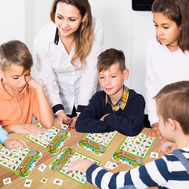 Leezead Animal Bingo Game for Toddler Adults, 24 Players Jungle Safari Animal Bingo Game Cards Birthday Party Bingo Cards for School Classroom Family Activities - Image 2