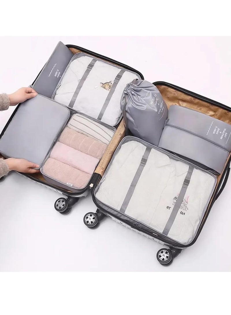 DUNISO 7-piece large-sized waterproof packaging cube multifunctional travel management bag, suitable for gray suitcases made of high-quality materials. Travel organizer travel bag packaging box travel bag lu  - Image 4